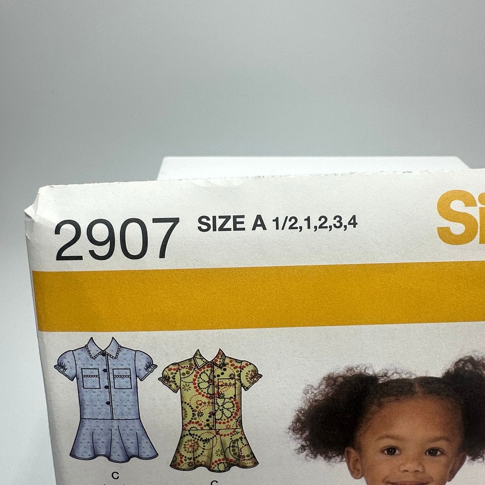 Simplicity 2907 Sewing Pattern Toddler Size A 1/2-4 Uncut Factory Folded